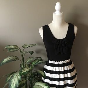 IZ Byer Black and White Striped Dress